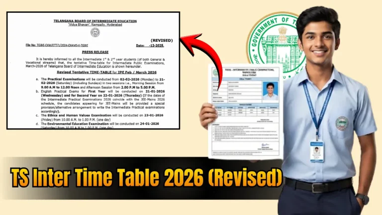 TS Inter Time Table 2026 (Revised)