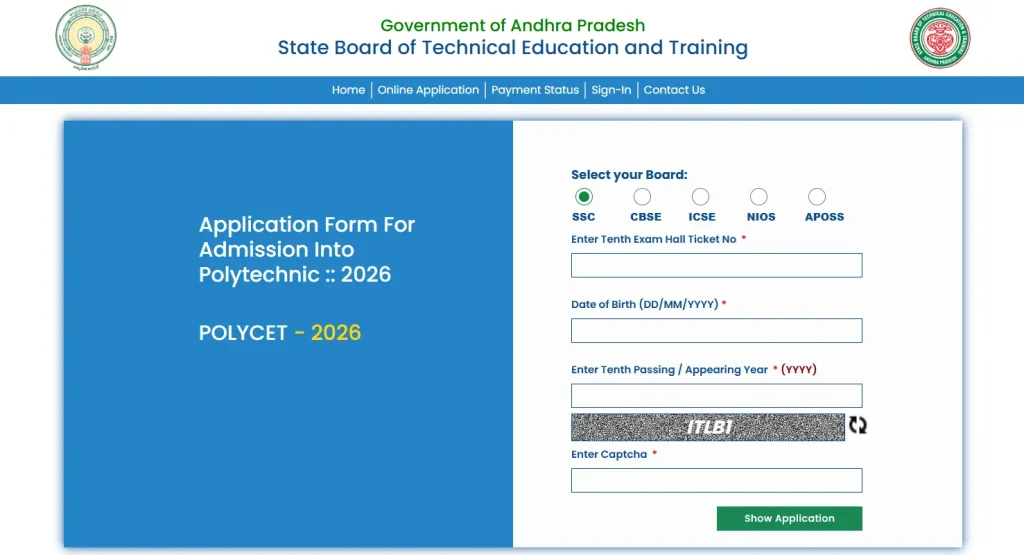AP Polycet Registration with SSC Hall Ticket Number