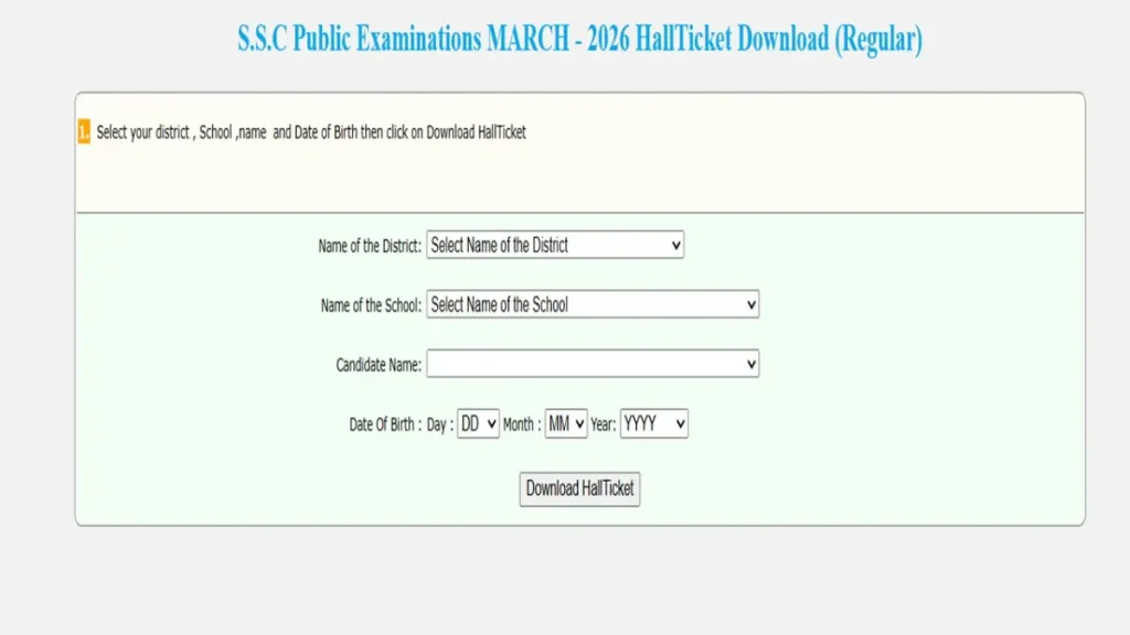 AP SSC Hall Ticket Download Link
