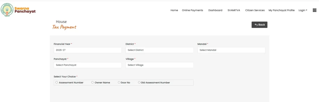 AP House Tax Online Payment source saran panchayat