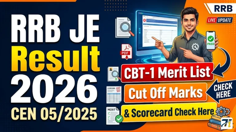 RRB JE Result 2026 CEN 052025 Released CBT-1 Merit List, Cut Off Marks & Scorecard Check Here