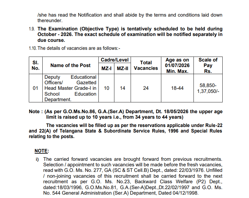 TGPSC DYEO Notification 2026 Apply Online
