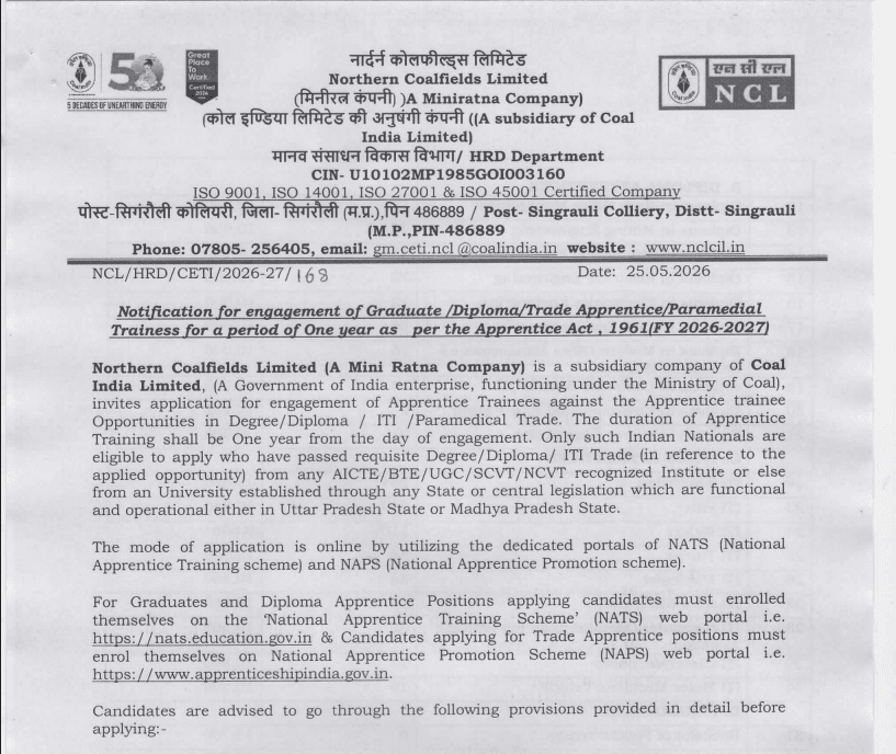 NCL Apprentice Recruitment 2026